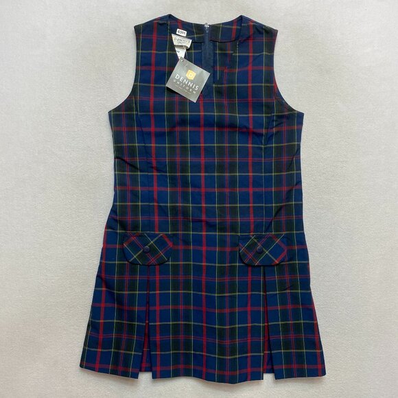 Dennis Uniform V-Neck Dropped Waist Uniform Jumper Dress G10 Wilson Plaid NWT - Picture 1 of 7